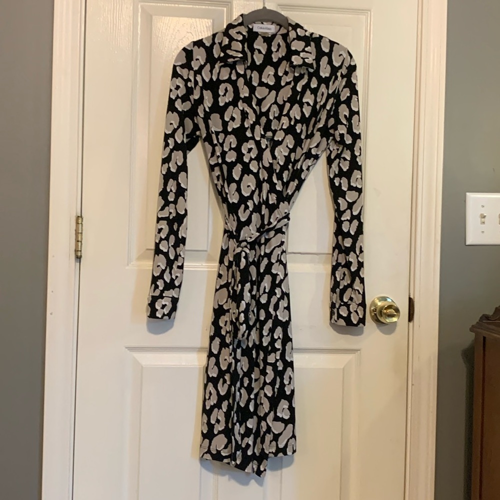 Calvin Kline Black and White Wrap Dress